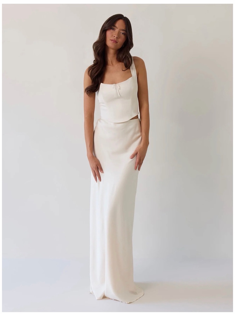 Park and Fifth Conrad Two-Piece Satin Set — Ivory | XS (0–2)